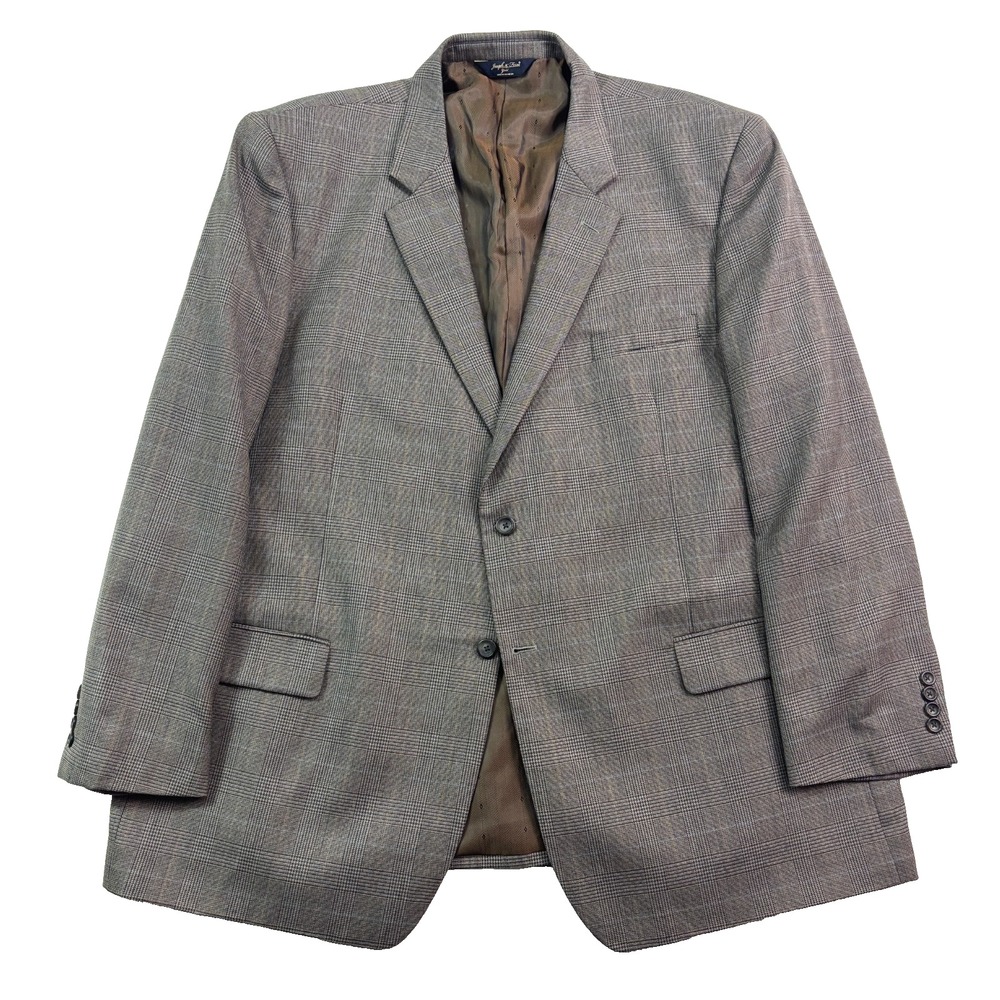 Joseph & Feiss 52L Gray Glen Plaid Blazer Jacket Sport Suit Coat All Season Wool